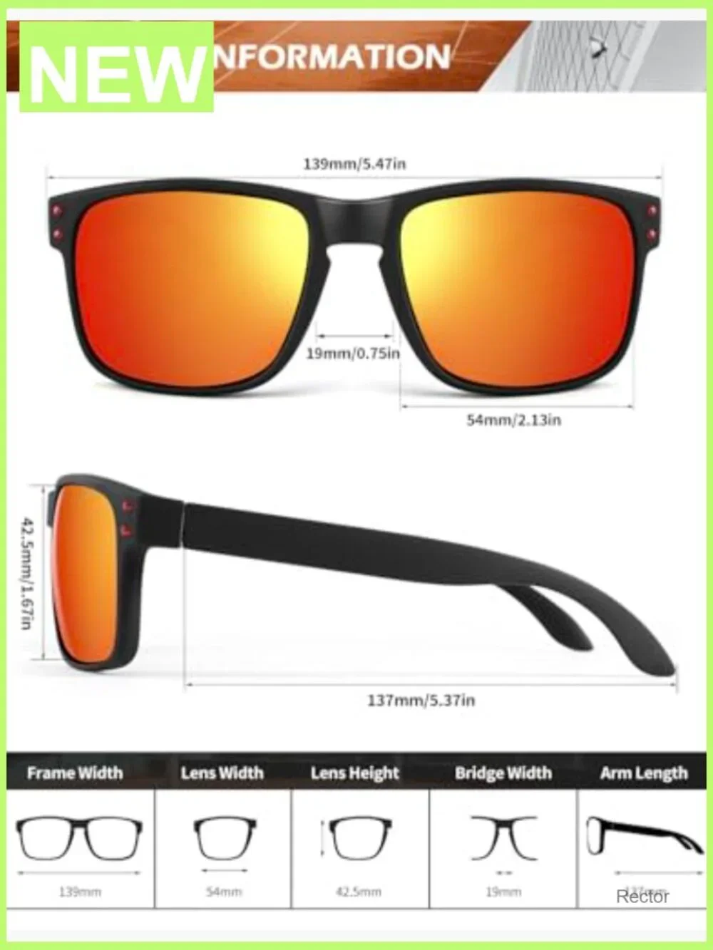 Polarized Sunglasses UV400 Protection Classic Square Frame Gifts